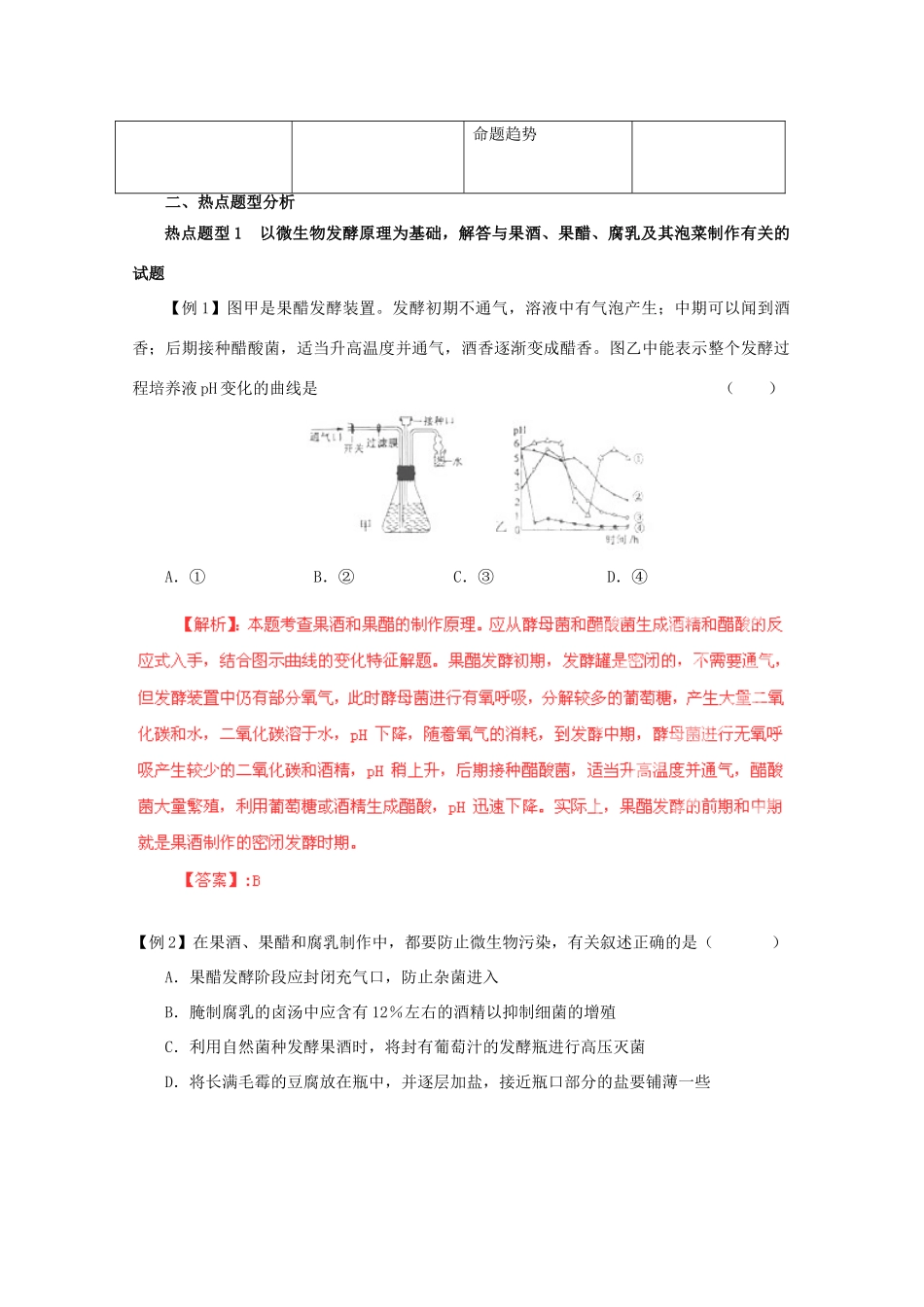 （名师策划）2013届高三生物 夺标系列（考纲解读+题型攻略+解题技巧）专题17 生物技术在食品加工及其他方面的应用（含解析）_第2页