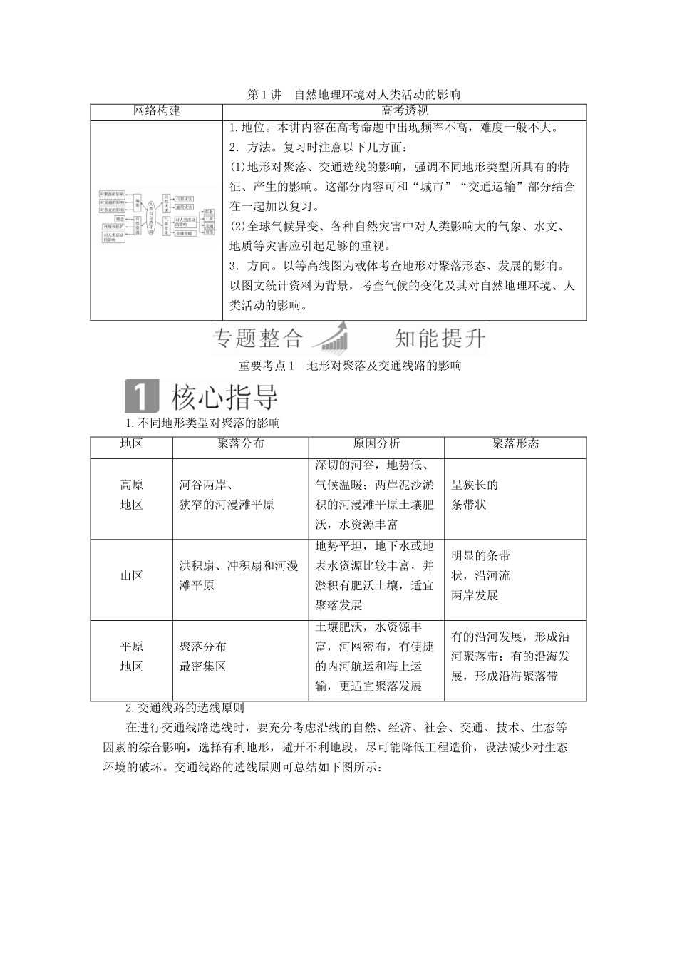 （全国通用）高考地理二轮复习 第一篇 专题与热点 专题三 自然环境与人类活动的关系 第1讲 自然地理环境对人类活动的影响教学案-人教版高三全册地理教学案_第1页