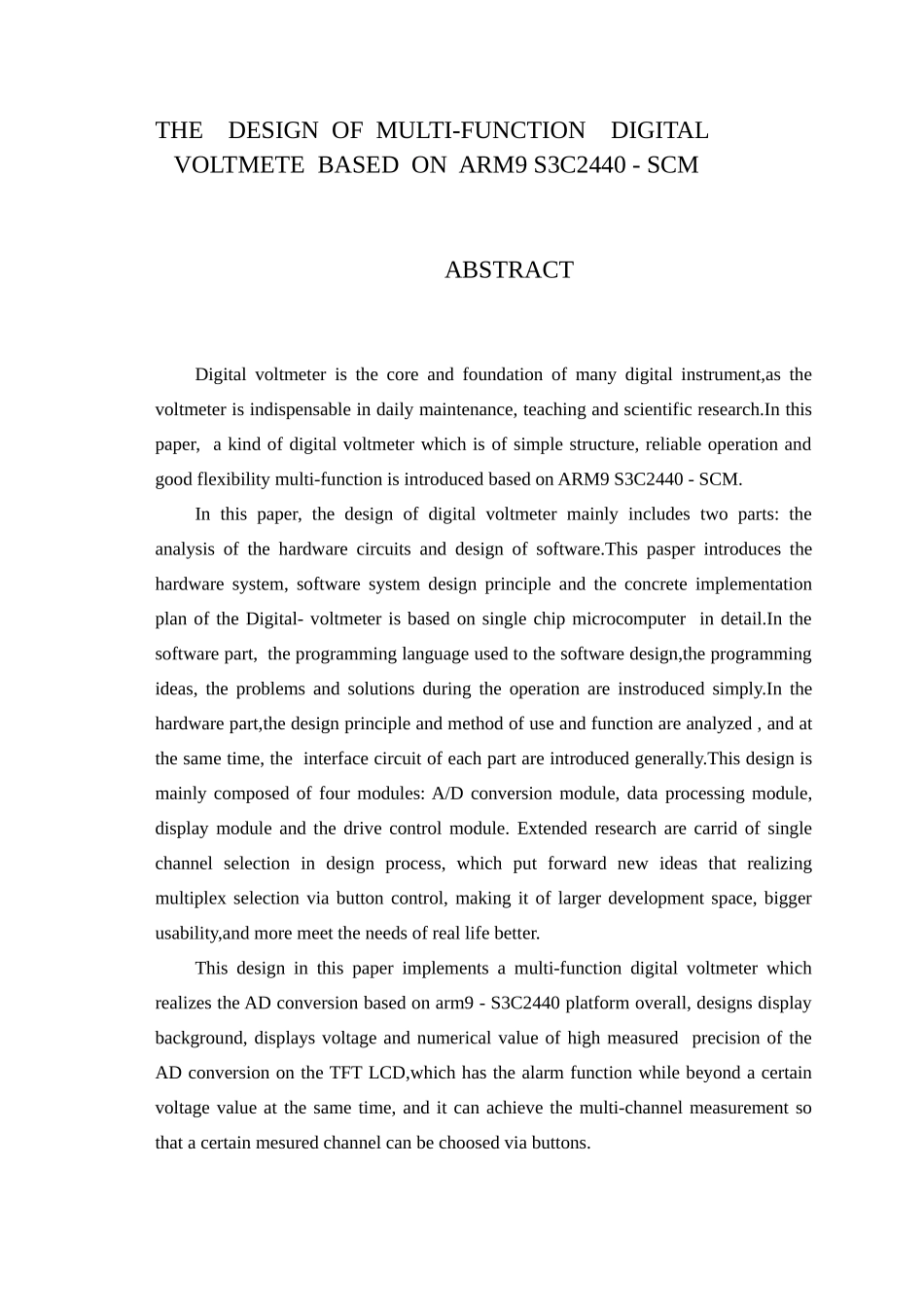 毕业设计-基于ARM9单片机多功能数字电压表的设计_第2页