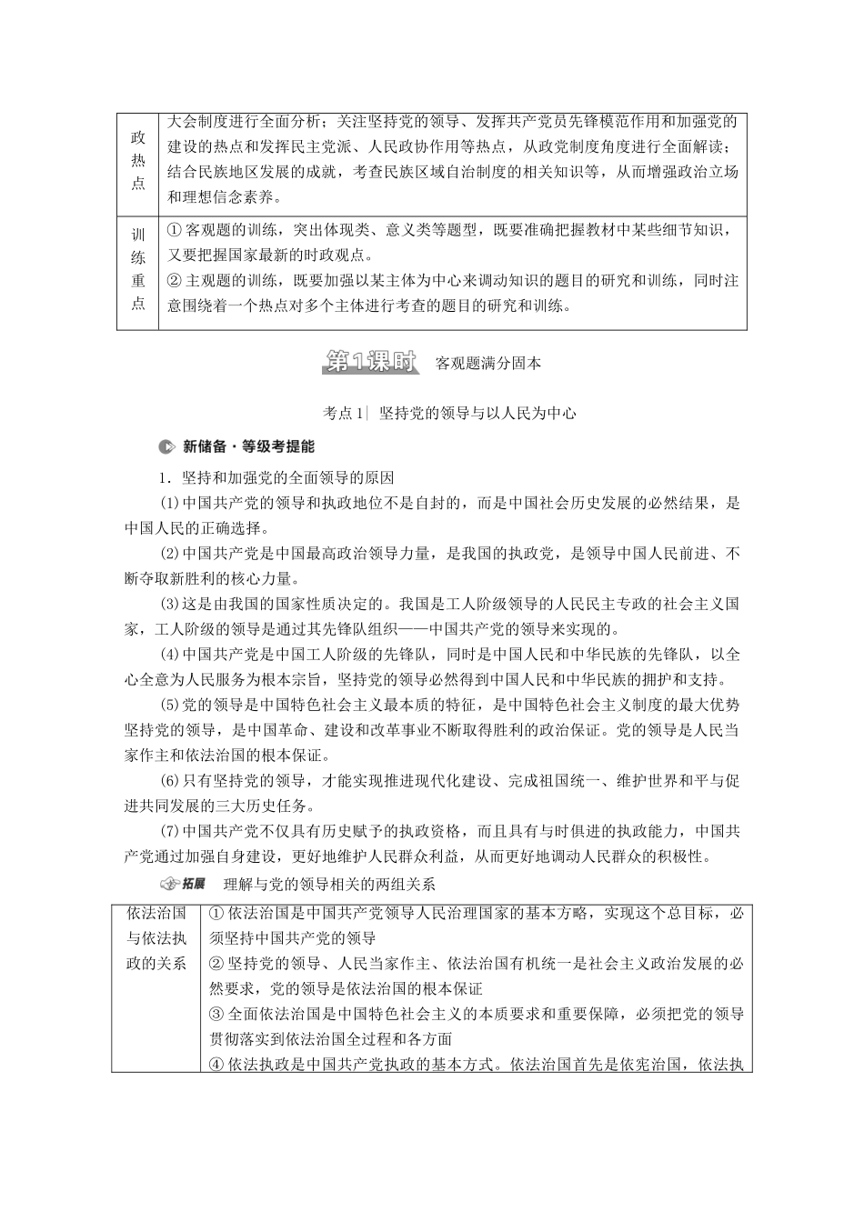 （山东专用）2021高考政治二轮复习 第1部分 专题整合突破6 政治制度与民主建设 第1课时 客观题满分固本学案-人教版高三全册政治学案_第2页