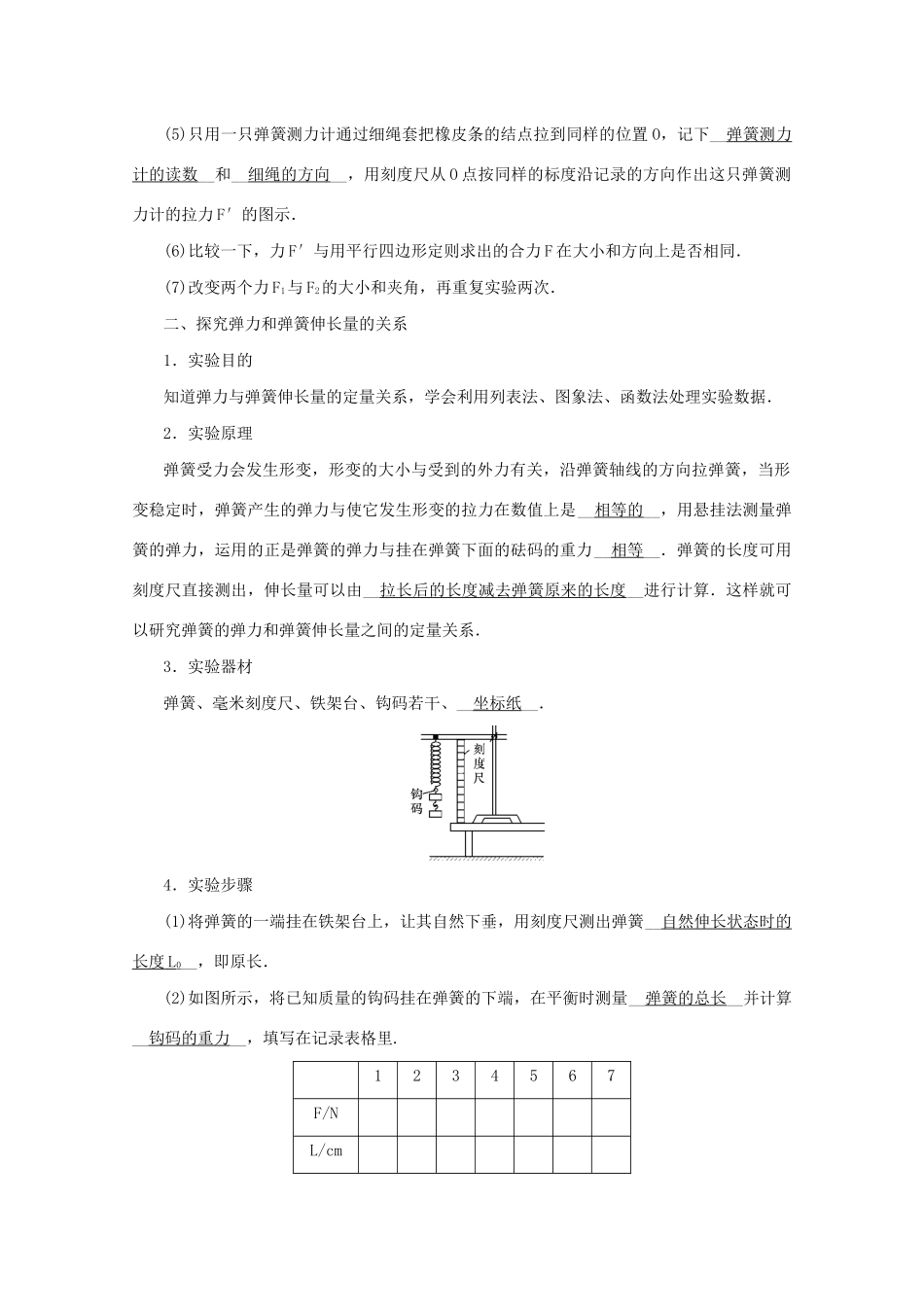 （名师导学）高考物理总复习 第二章 第5节 实验：验证力的平行四边形定则教学案 新人教版-新人教版高三全册物理教学案_第2页