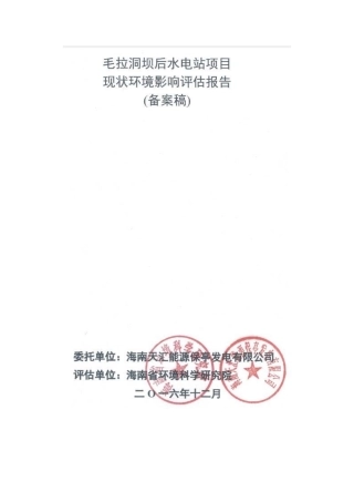 毛拉洞坝后水电站项目现状立项环境影响评估报告-