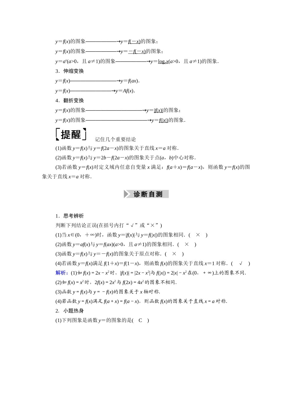 （山东专用）2021新高考数学一轮复习 第二章  函数、导数及其应用 2.7 函数的图象学案（含解析）-人教版高三全册数学学案_第2页