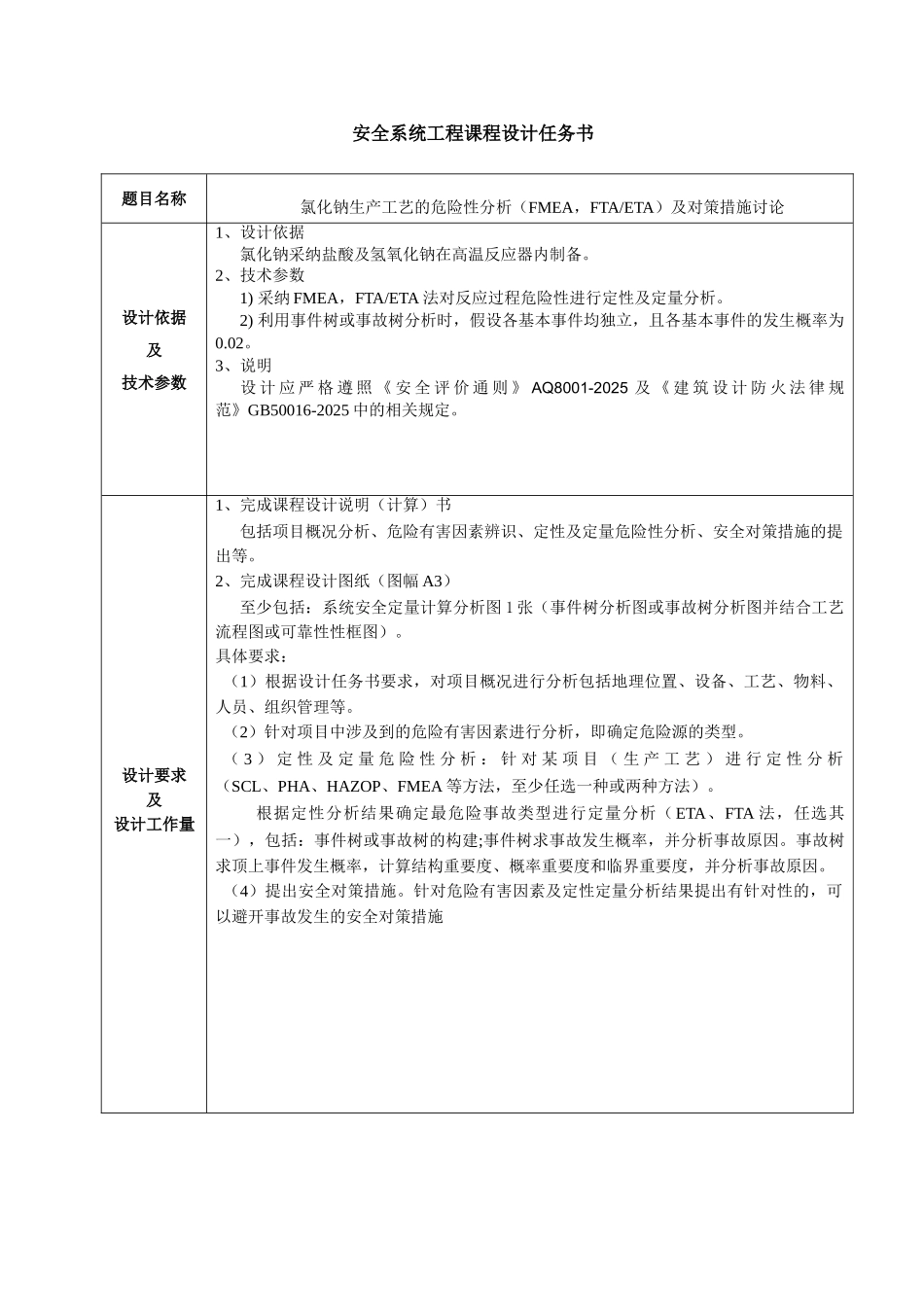 氯化钠生产工艺的危险性分析及对策措施研究-安全系统工程课程设计_第1页