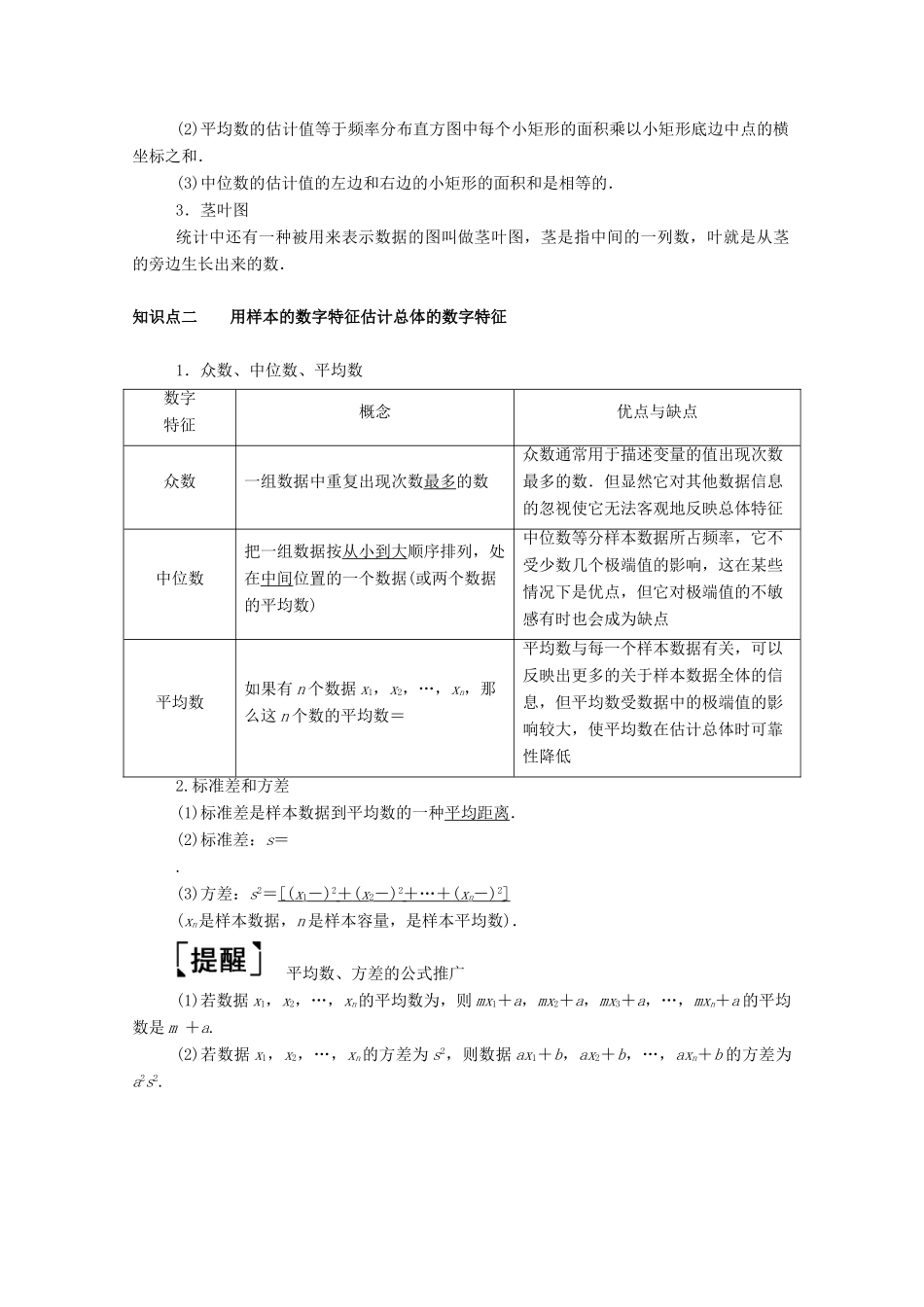 （山东专用）2021新高考数学一轮复习 第九章 统计、统计案例 9.2 用样本估计总体学案（含解析）-人教版高三全册数学学案_第2页