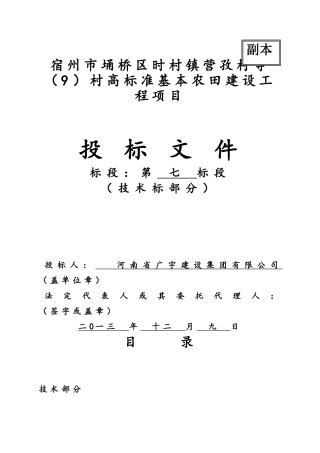 水利高标准基本农田建设项目技术标