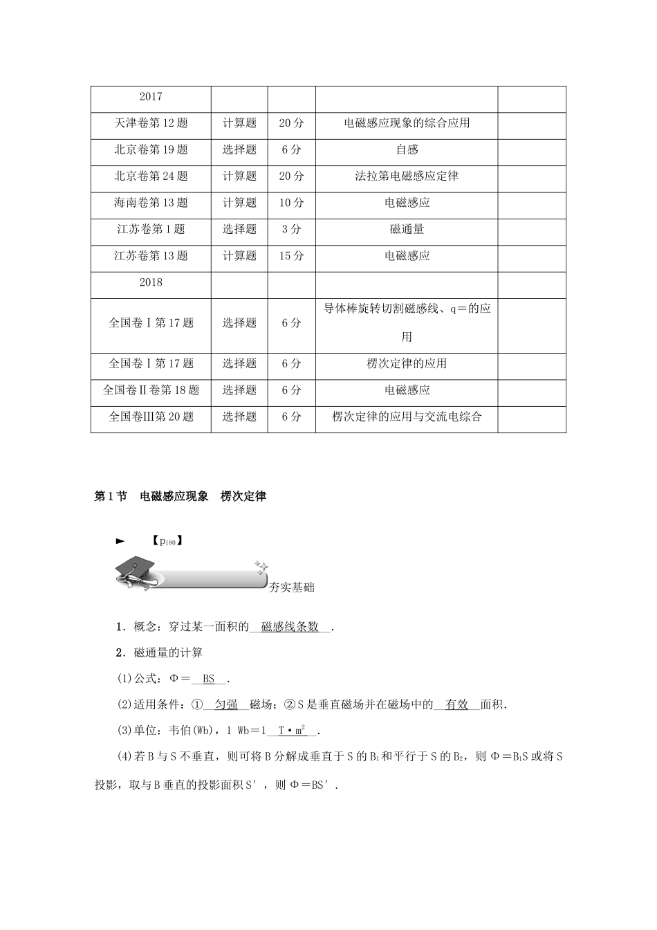 （名师导学）高考物理总复习 第十章 第1节 电磁感应现象 楞次定律教学案 新人教版-新人教版高三全册物理教学案_第2页