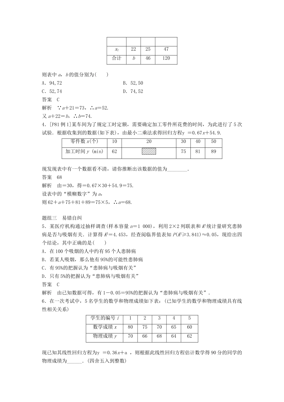 （全国通用）高考数学大一轮复习 第十一章 统计与统计案例 11.3 变量间的相关关系、统计案例学案-人教版高三全册数学学案_第3页