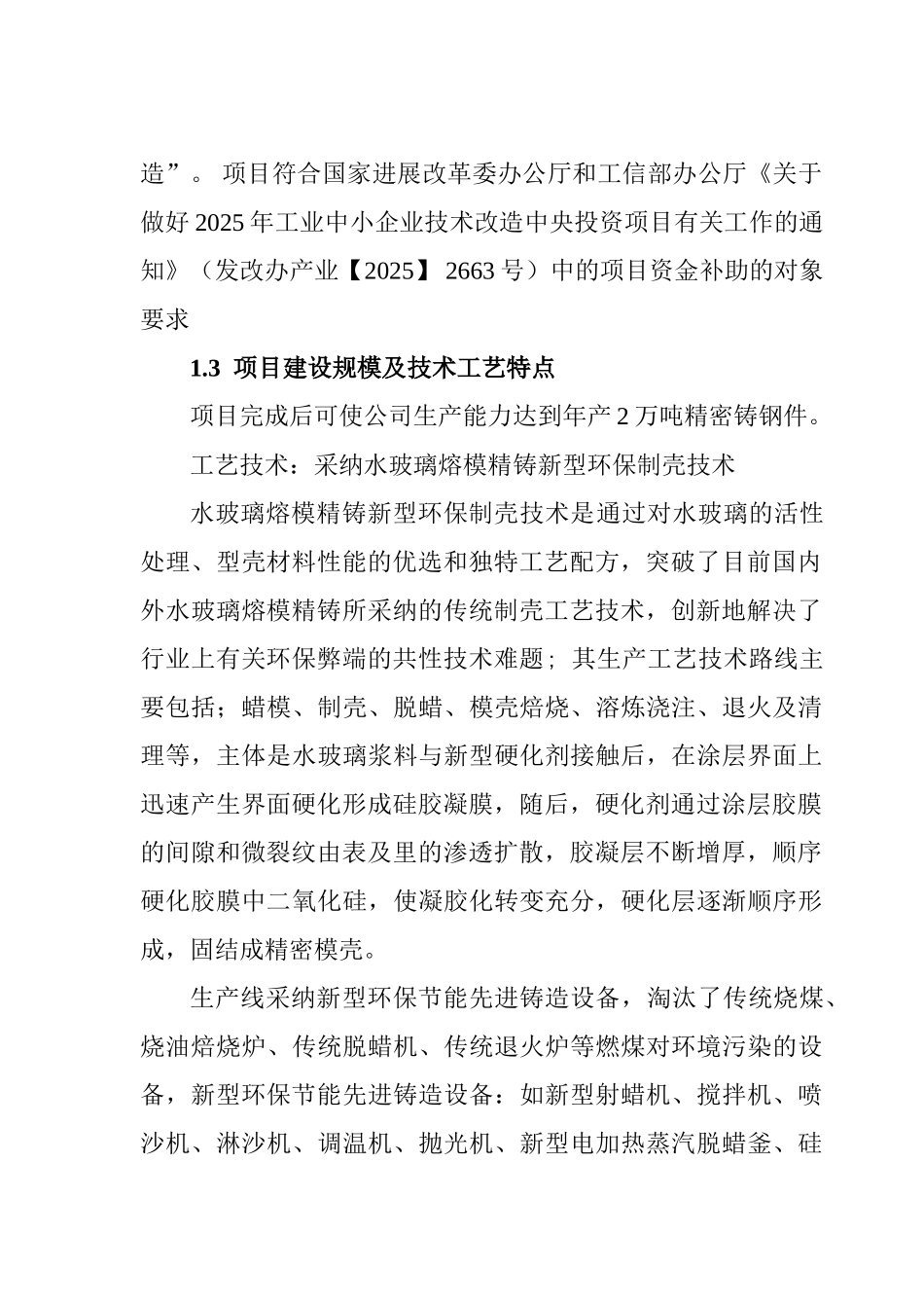 水玻璃熔模精铸新型环保制壳技术改造项目可行性研究报告_第3页