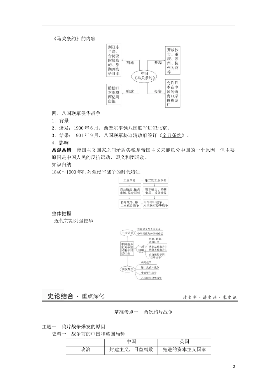 （名师点解 史地政）2014高考历史一轮 第6讲 从鸦片战争到八国联军侵华教案_第2页