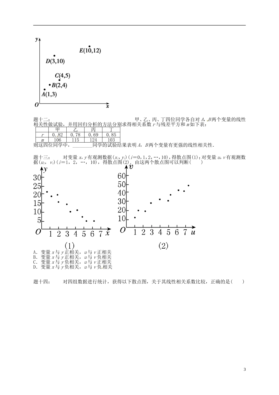 （同步复习精讲辅导）北京市2014-2015学年高中数学 变量的相关性课后练习 新人教A版必修3_第3页