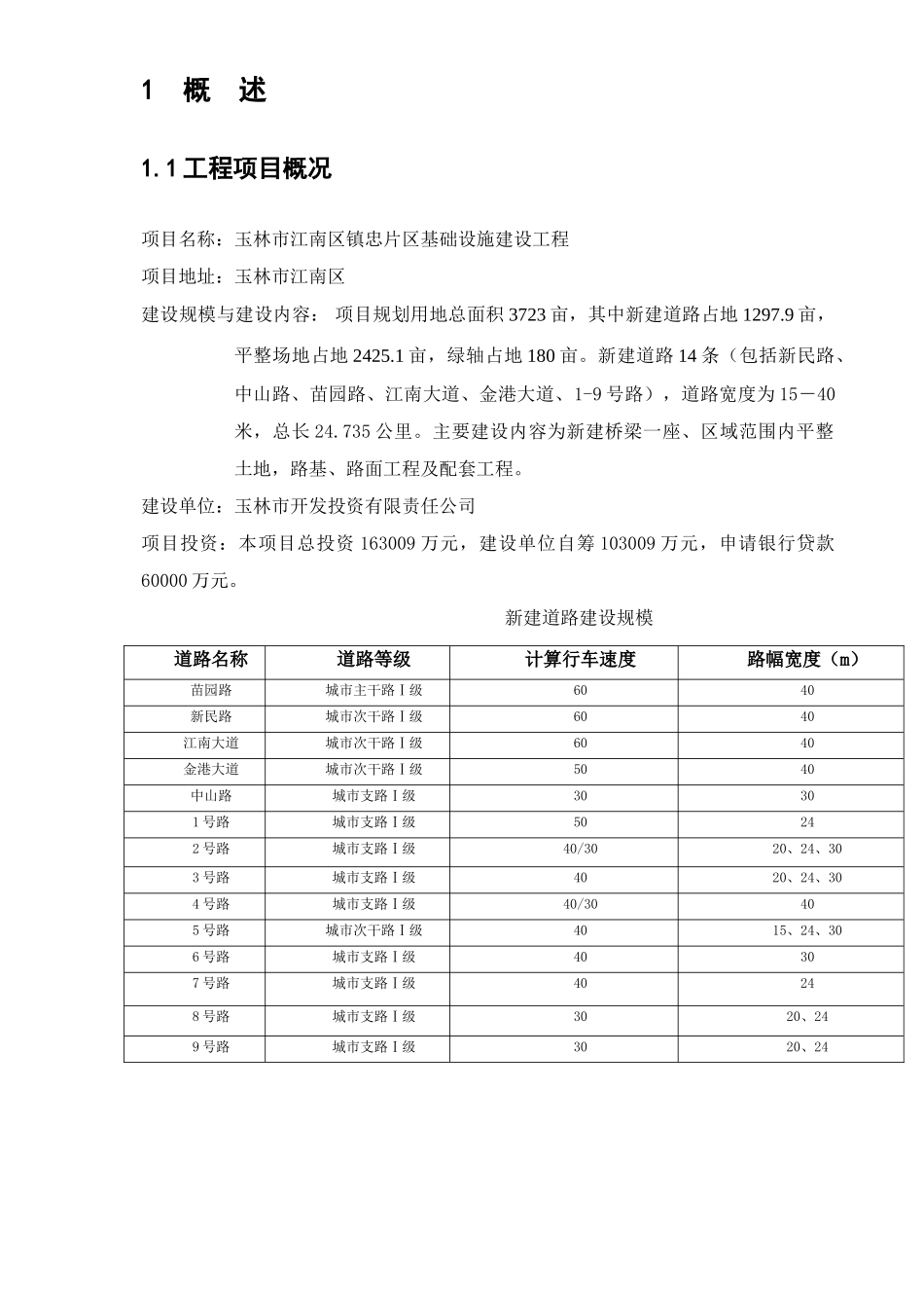 江南区镇忠片区基础设施建设工程立项建设项目可行性报告_第1页