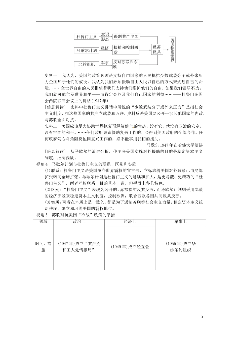 （名师点解 史地政）2014高考历史一轮 第12讲 两极对峙格局的形成教案_第3页
