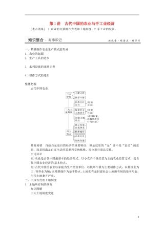 （名师点解 史地政）2014高考历史一轮 第14讲 古代中国的农业与手工业经济教案
