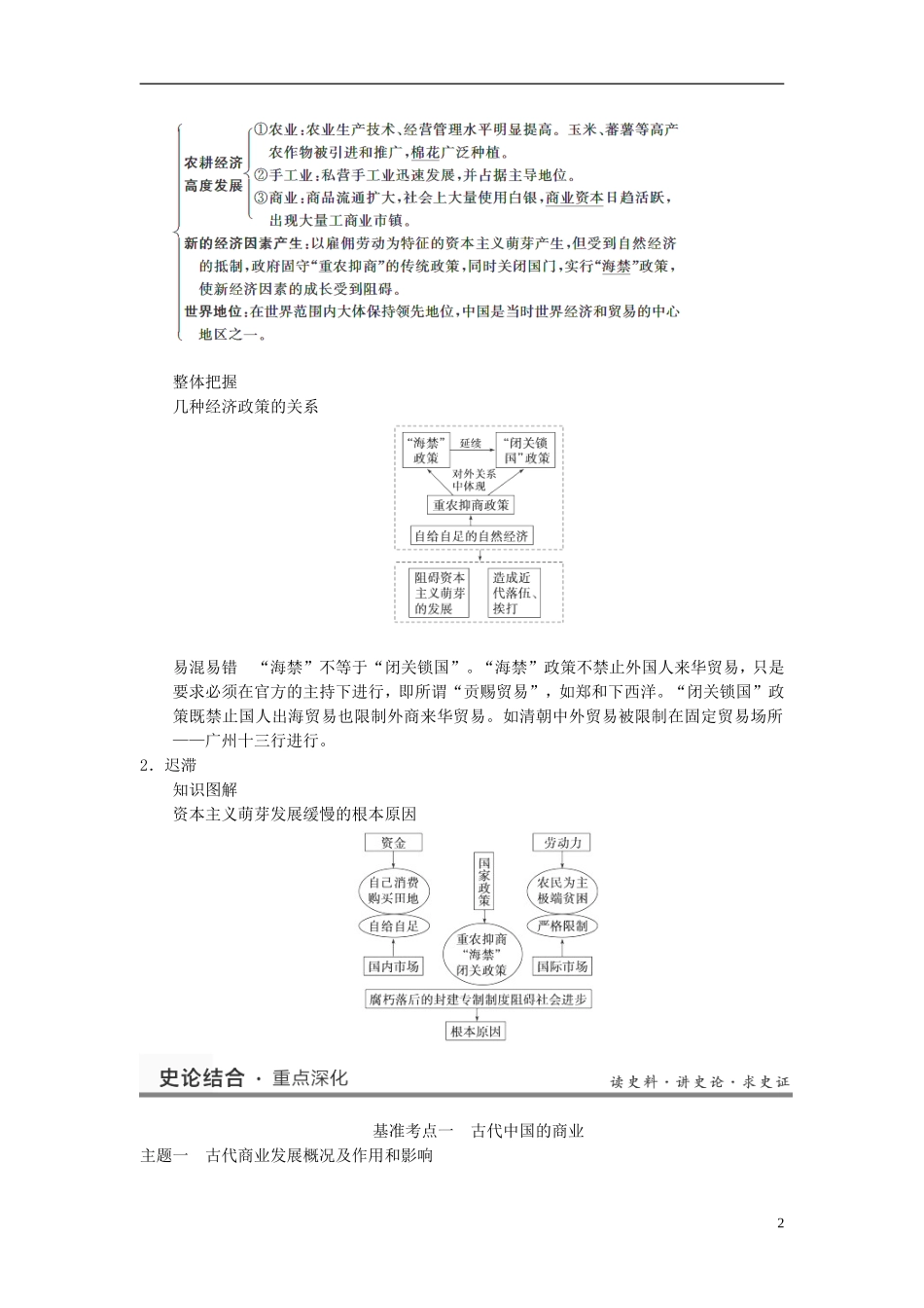（名师点解 史地政）2014高考历史一轮 第15讲 古代中国的商业与经济政策教案_第2页