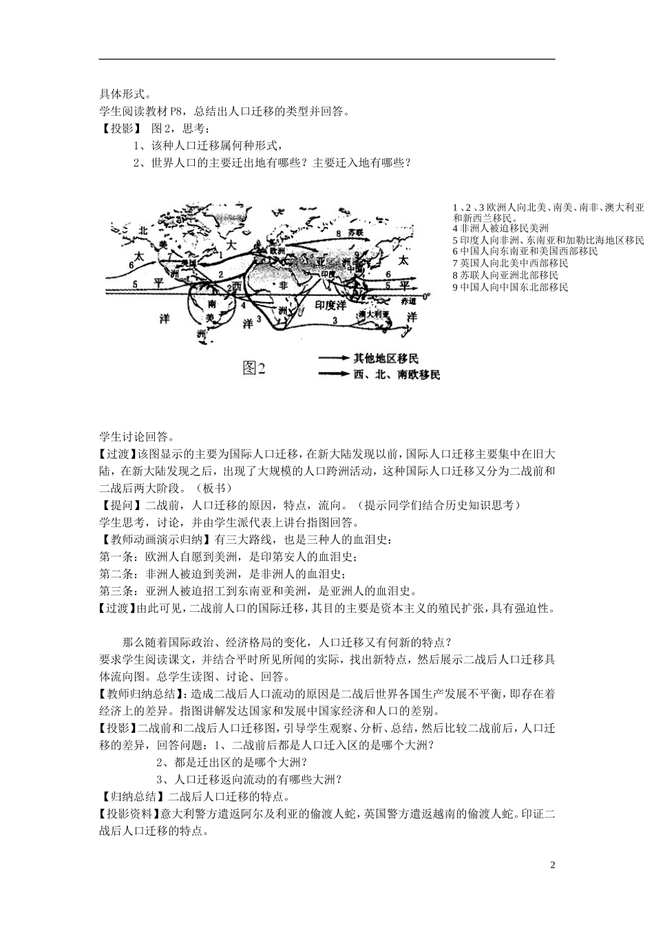 （名师课堂）2013-2014学年高中地理 第1章第1节 人口的空间变化2新课教学过程 新人教版必修2_第2页