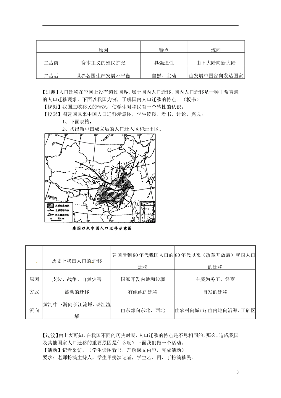 （名师课堂）2013-2014学年高中地理 第1章第1节 人口的空间变化2新课教学过程 新人教版必修2_第3页