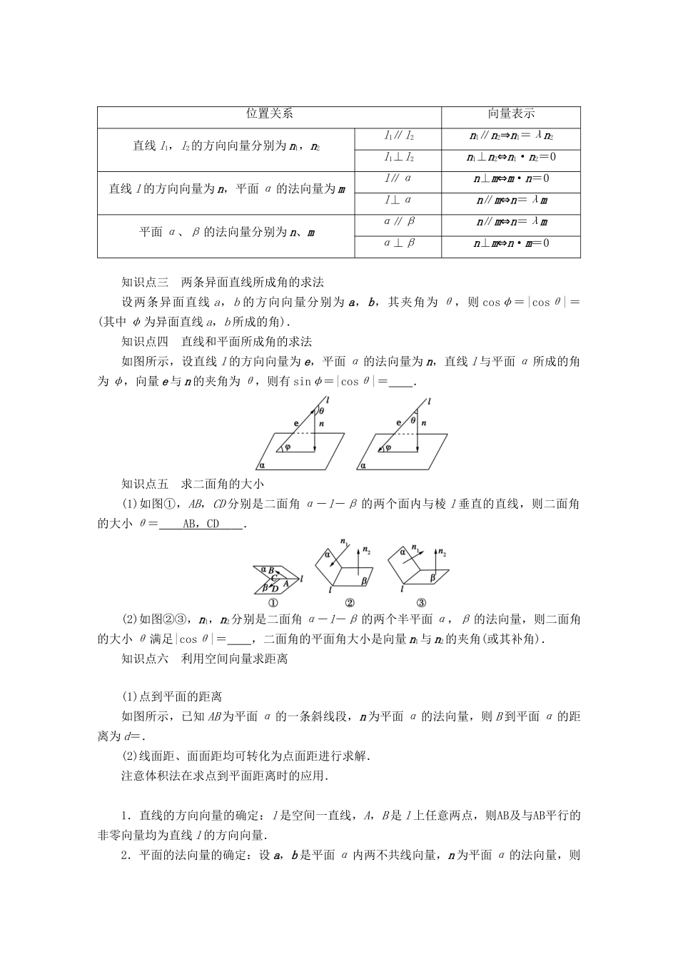 （山东专用）版高考数学一轮复习 第七章 立体几何 第七讲 立体几何中的向量方法学案（含解析）-人教版高三全册数学学案_第2页