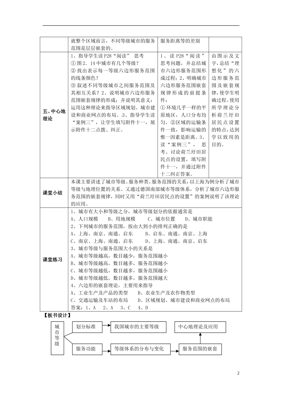 （名师课堂）2013-2014学年高中地理 第2章第2节 不同等级城市的服务功能1新课教学过程 新人教版必修2_第2页
