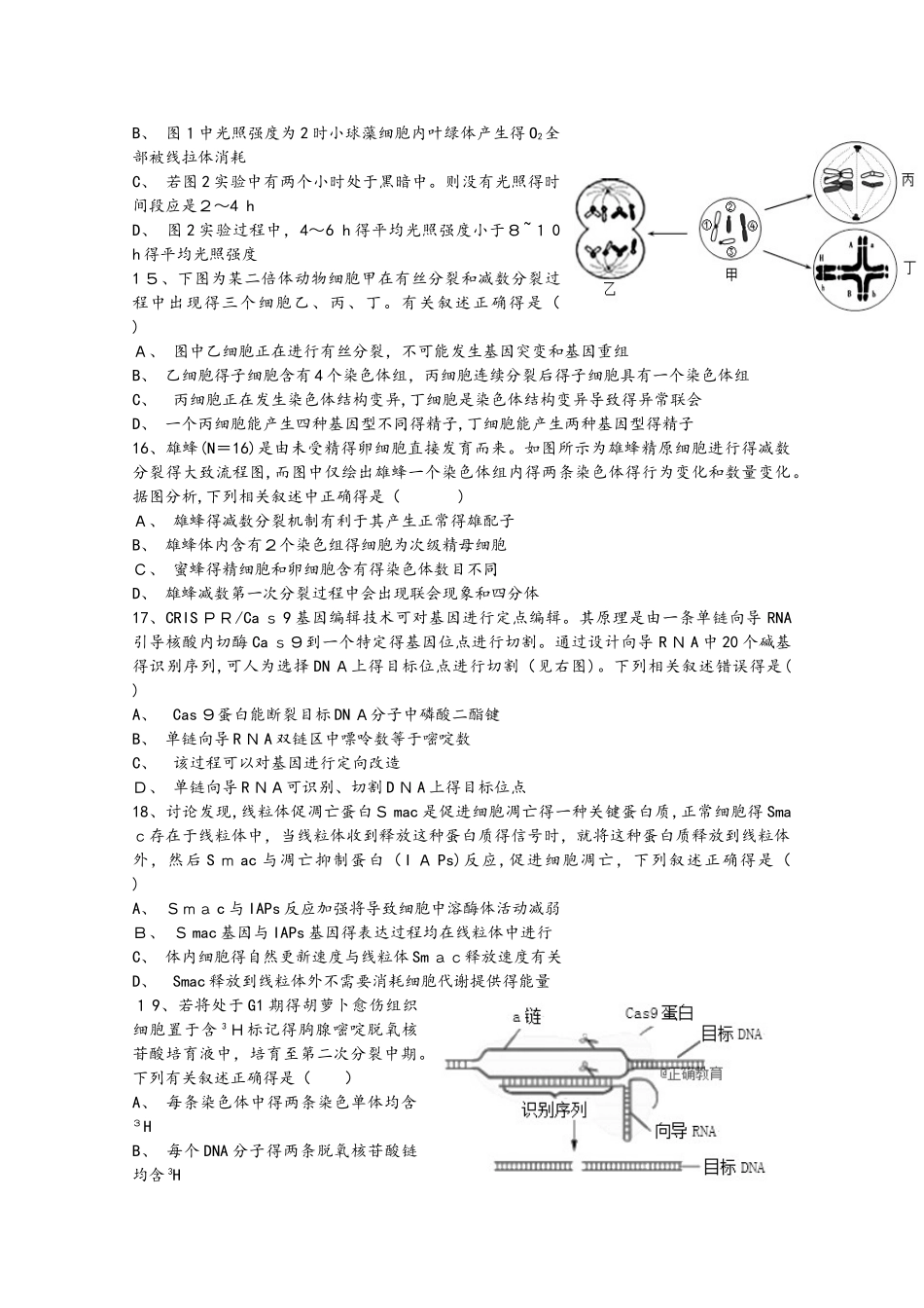 江西省鄱阳一中2025届高三生物上学期第三次月考试题_第3页