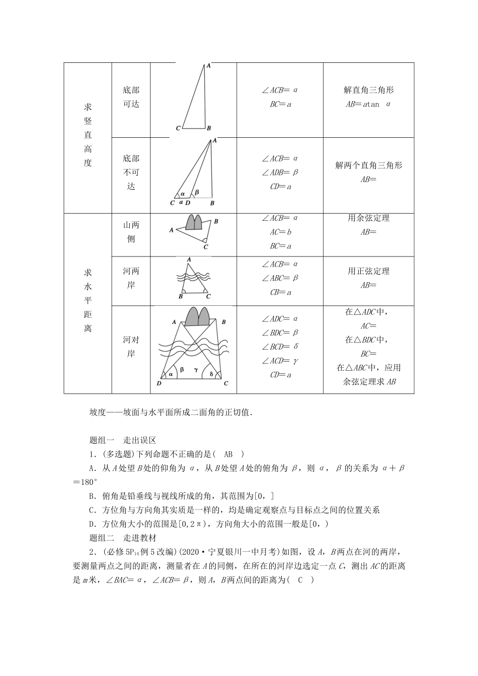 （山东专用）版高考数学一轮复习 第三章 三角函数、解三角形 第七讲 解三角形的综合应用学案（含解析）-人教版高三全册数学学案_第2页