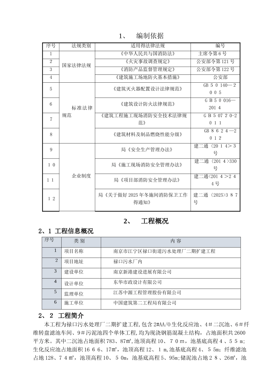 污水处理厂消防专项施工方案_第2页