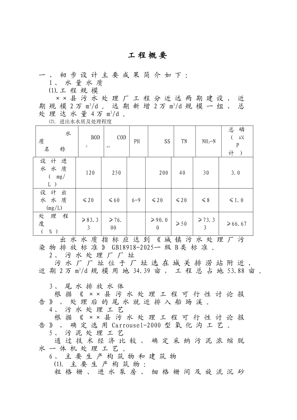 污水处理厂设计方案书说明文本—-毕业论文设计_第2页