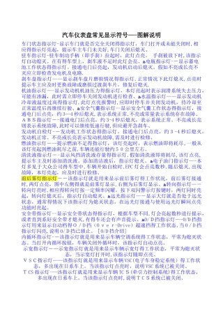 汽车仪表盘常见显示符号——图解说明