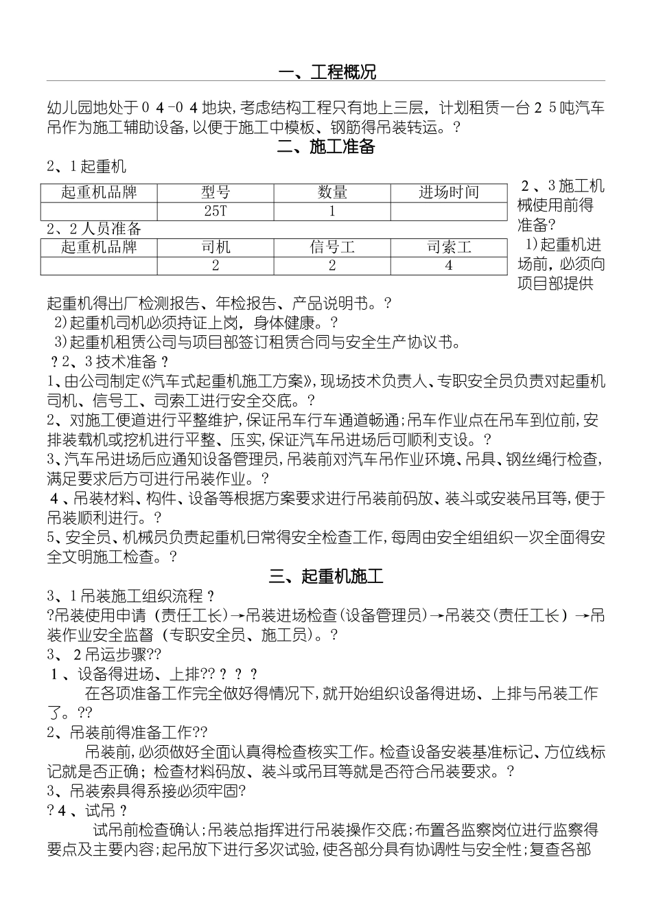 汽车吊车吊装现场施工方法_第1页