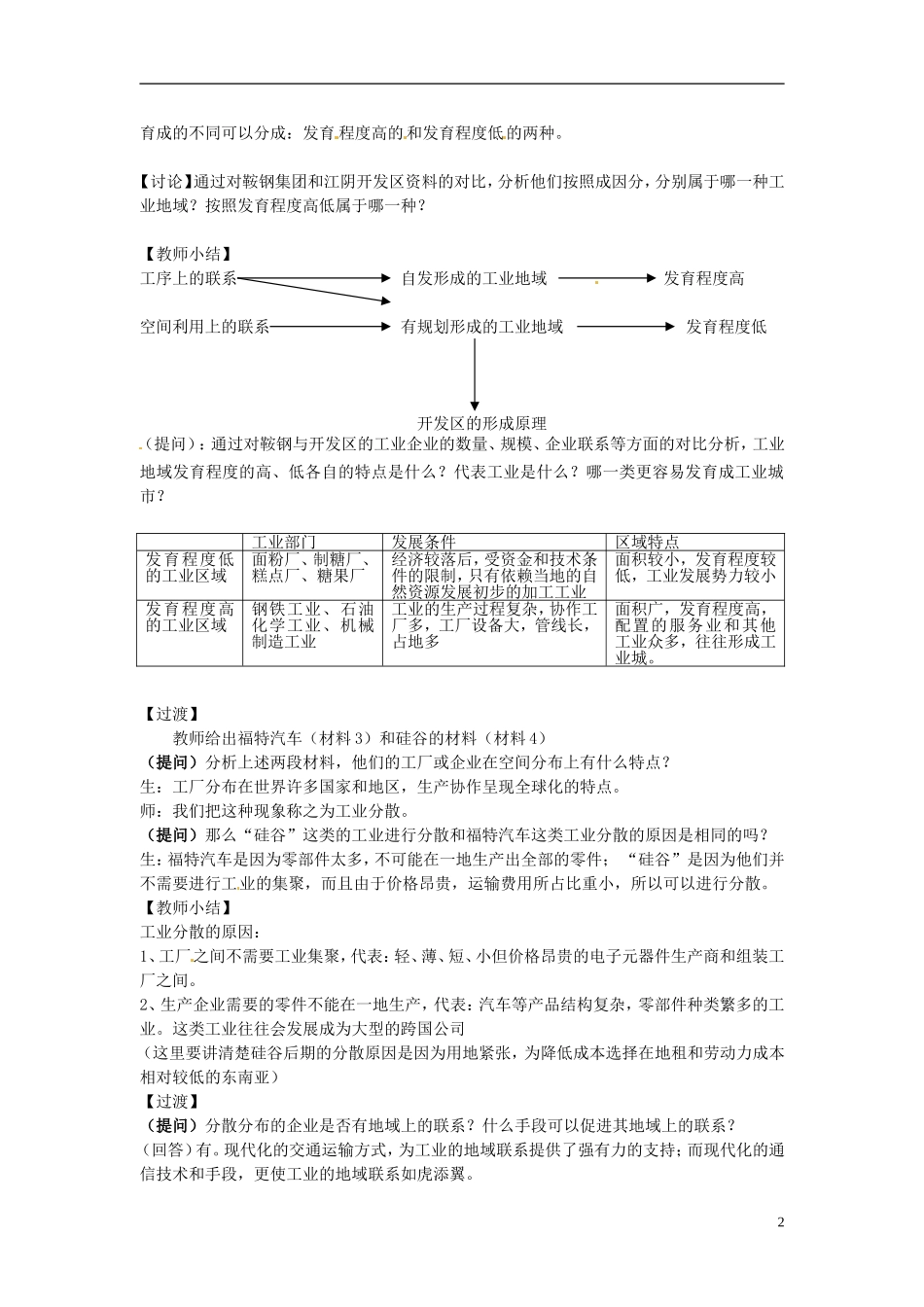 （名师课堂）2013-2014学年高中地理 第4章第2节 工业地域的形成1新课教学过程 新人教版必修2_第2页