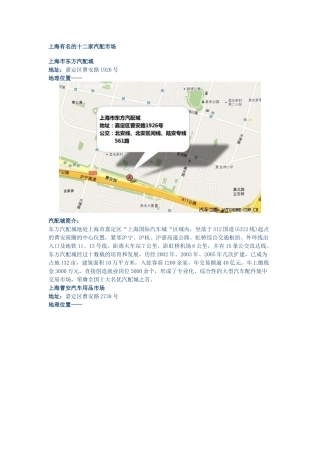 上海有名的十二家汽配市场