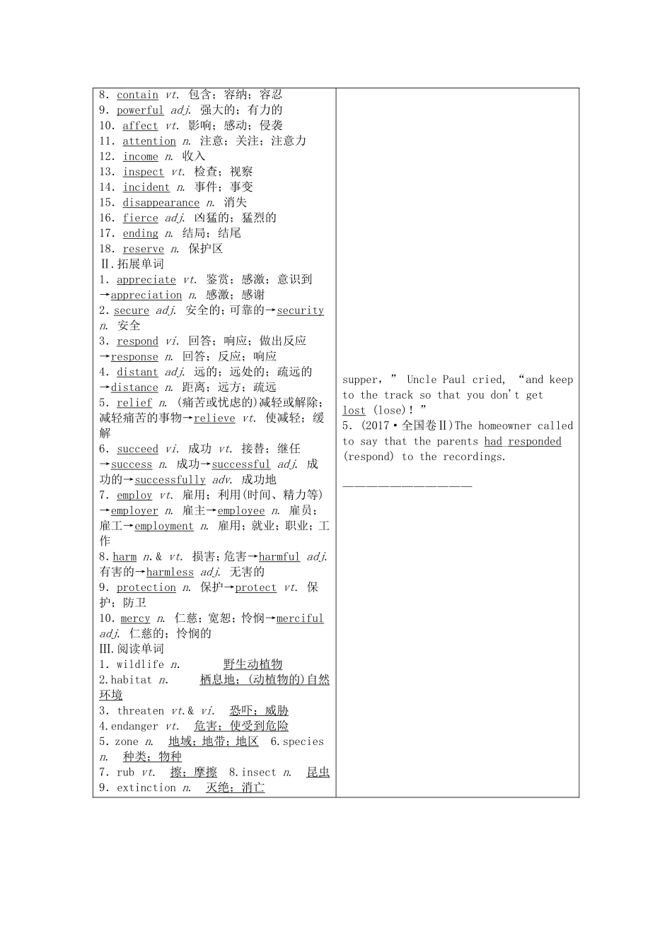 （山东专用）高考英语一轮复习 必修2 Unit 4 Wildlife protection学案（含解析）-人教版高三必修2英语学案_第3页