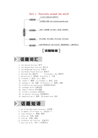 （山东专用）高考英语一轮复习 必修3 Unit 1 Festivals around the world学案（含解析）-人教版高三必修3英语学案