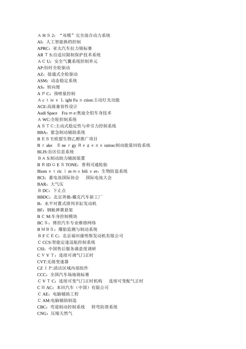 汽车系统简称大全_第2页