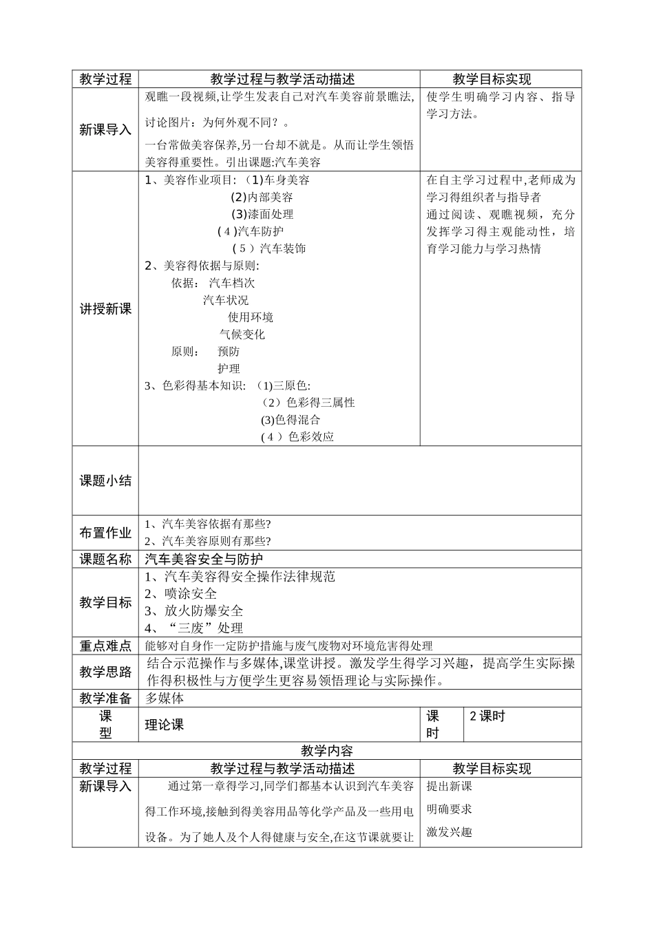 汽车美容与装饰教案_第3页