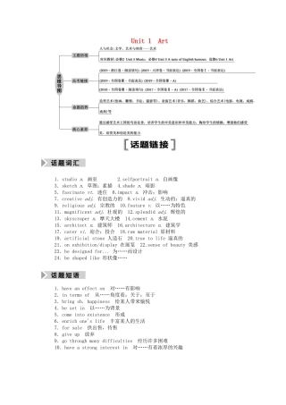 （山东专用）高考英语一轮复习 选修6 Unit 1 Art学案（含解析）-人教版高三选修6英语学案