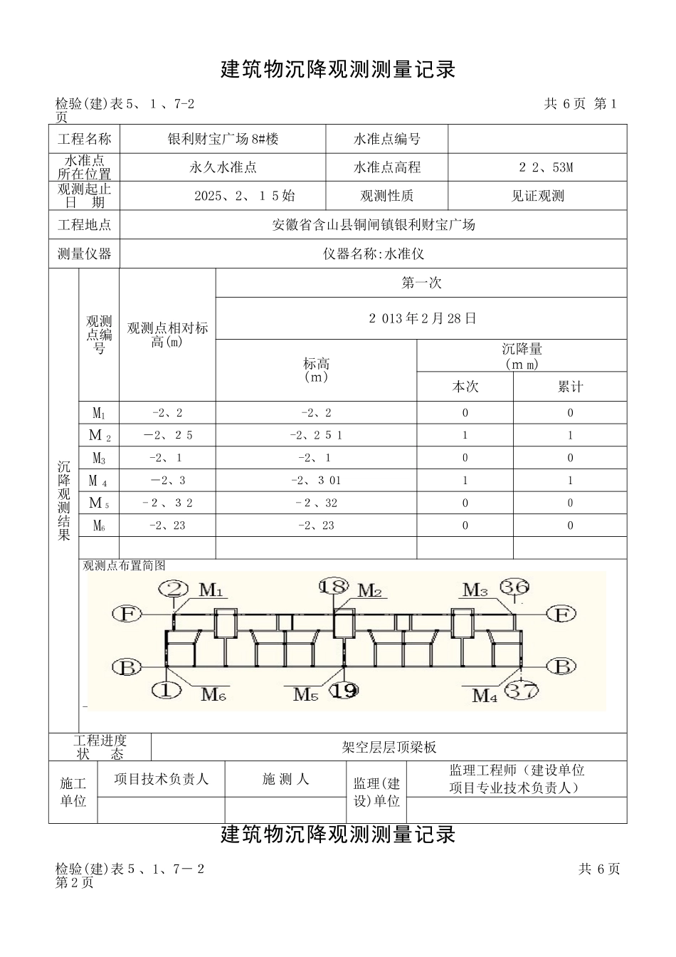 沉降观测记录表 _第2页