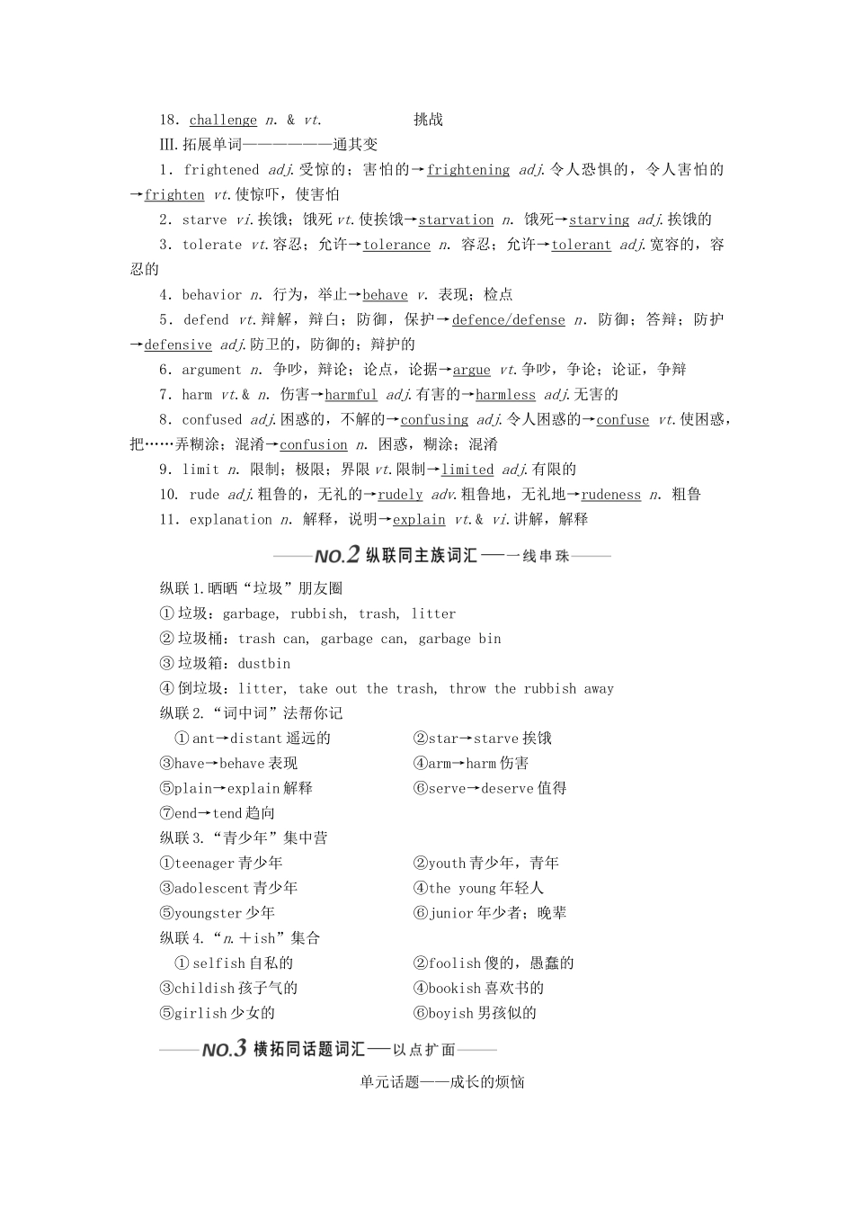 （全国通用）高考英语一轮复习 Unit 2 Growing pains讲义（含解析）牛津译林版必修1-牛津版高三必修1英语学案_第2页