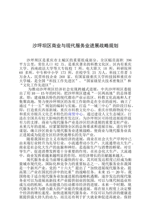 沙坪坝区商业与现代服务业发展战略规划