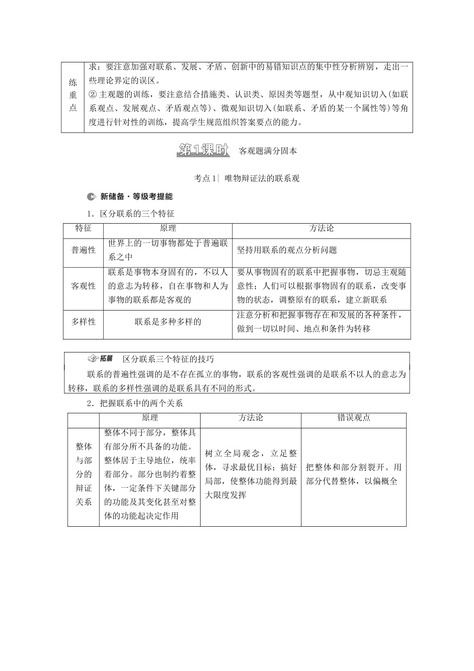 （山东专用）高考政治二轮复习 第1部分 专题整合突破10 思想方法与创新意识 第1课时 客观题满分固本学案-人教版高三全册政治学案_第2页