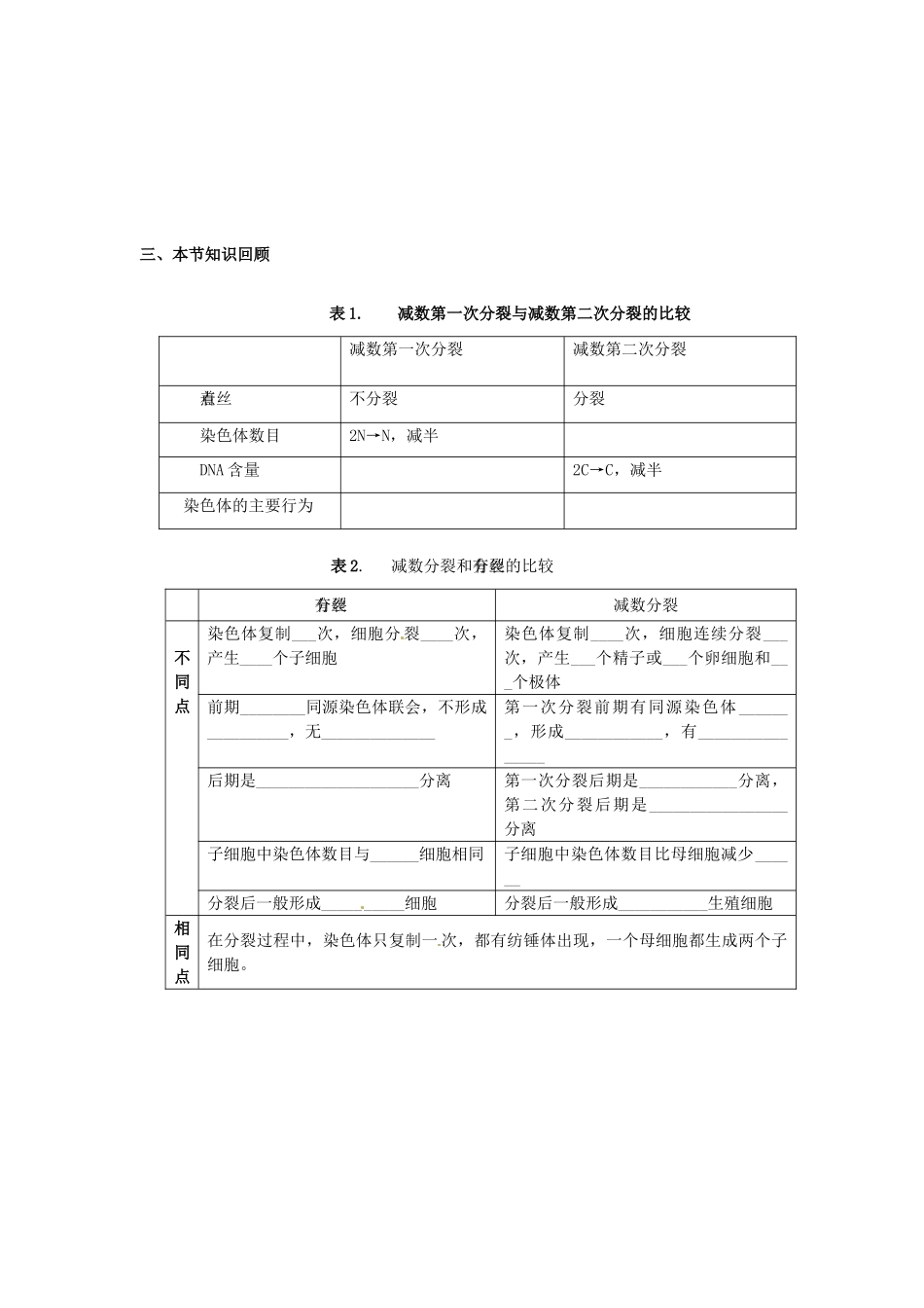 （名师课堂）2013-2014学年高中生物 第2章第1节减数分裂和受精作用 受精作用（第2课时）教案2 新人教版必修2_第2页
