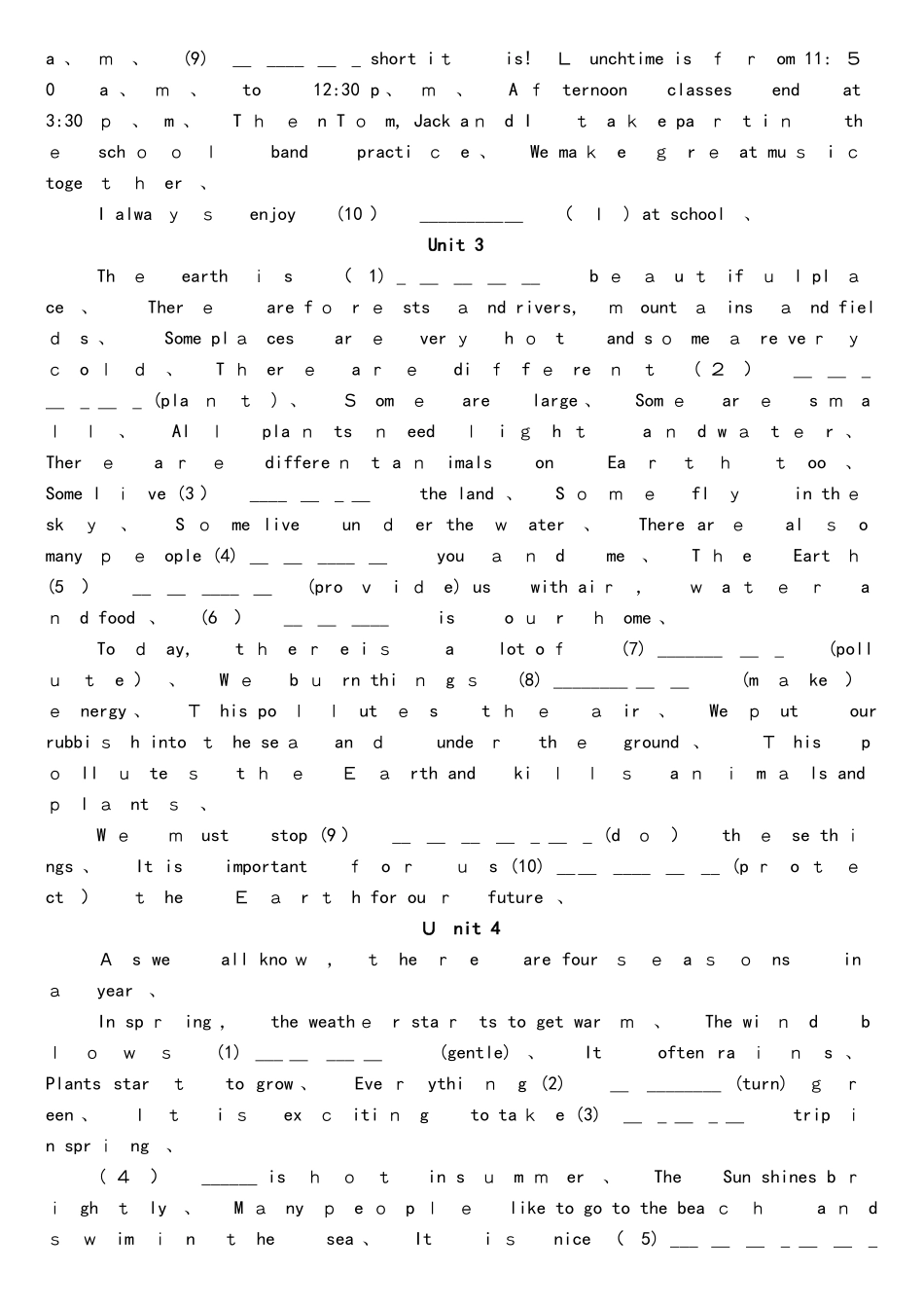 沪教版广州初一七上下课文语法填空专练（无答案）_第2页