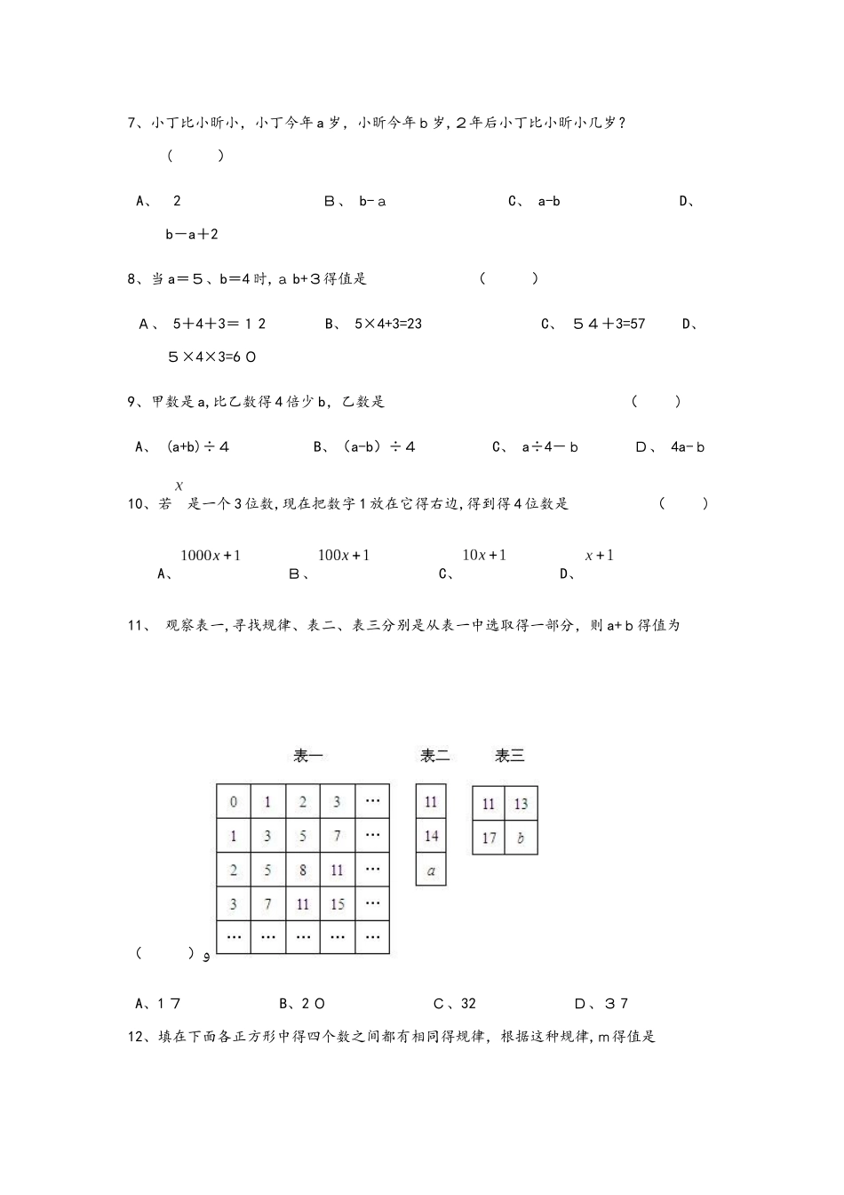 沪教版数学七年级上 第九章 整式9.19.3同步练习（无答案）_第2页