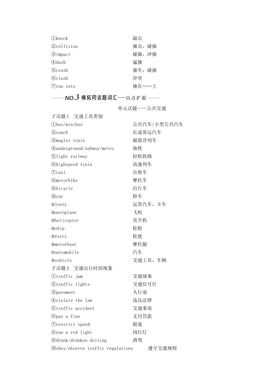 （全国通用）高考英语一轮复习 Unit 4 Public transport讲义（含解析）牛津译林版选修7-牛津版高三选修7英语学案_第3页
