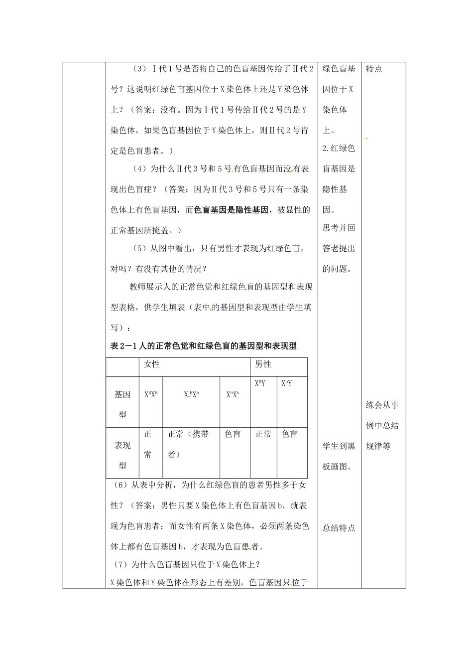 （名师课堂）2013-2014学年高中生物 第2章第3节 伴性遗传教案 新人教版必修2_第2页
