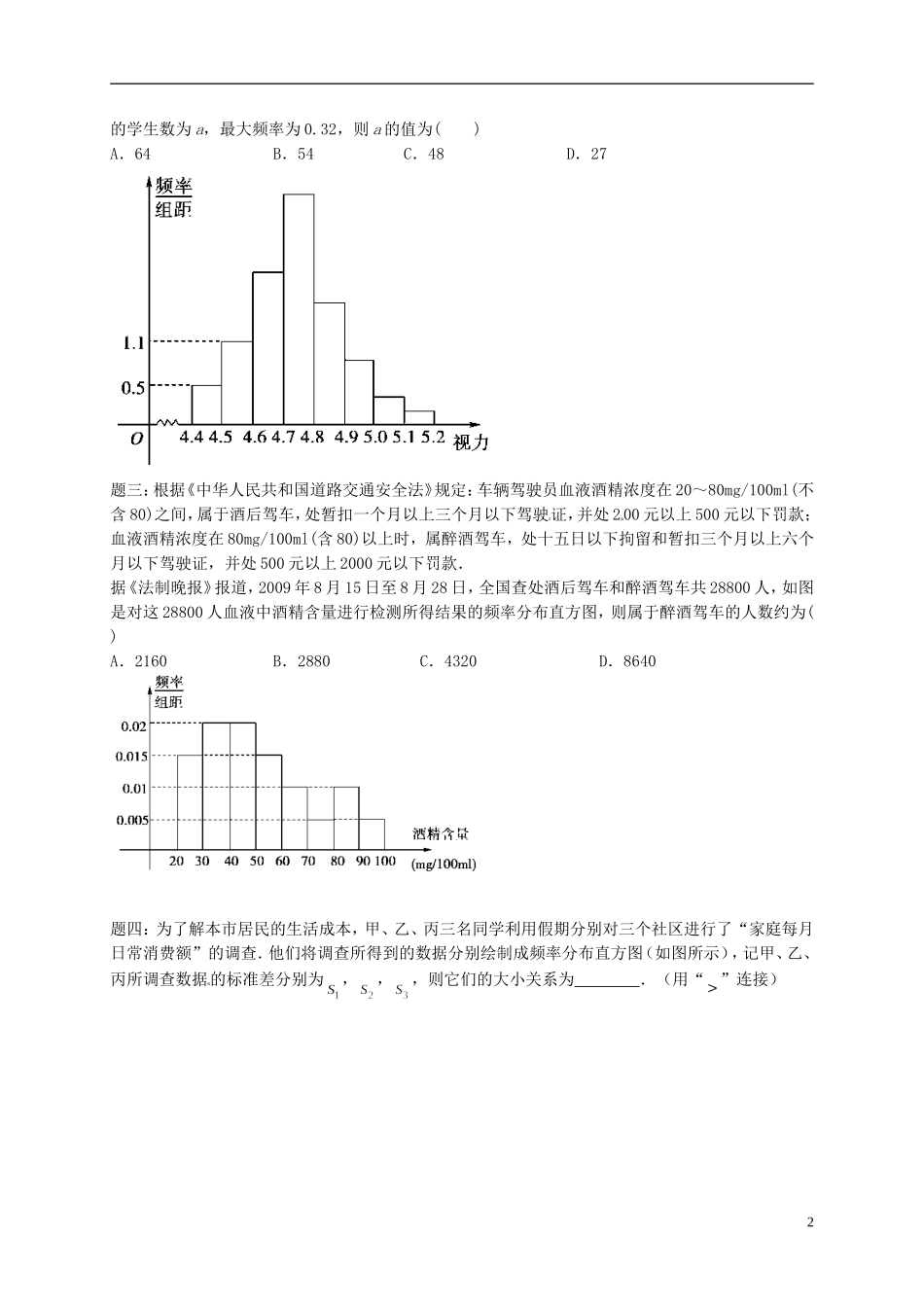 （同步复习精讲辅导）北京市2014-2015学年高中数学 用样本的频率分布估计总体的分布与数字特征讲义 新人教A版必修3_第2页