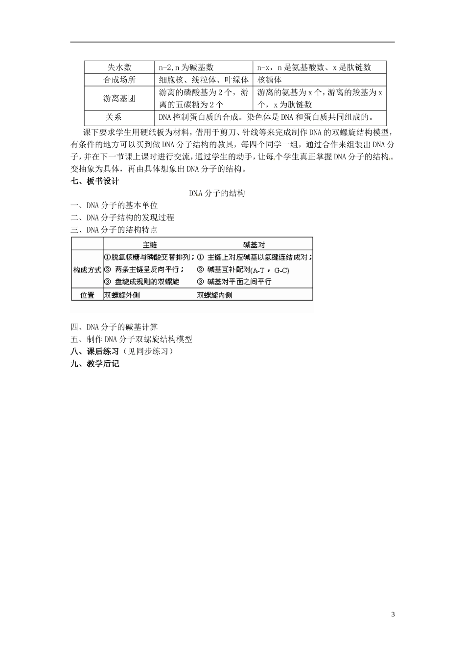 （名师课堂）2013-2014学年高中生物 第3章第2节 DNA分子的结构导学案 新人教版必修2_第3页