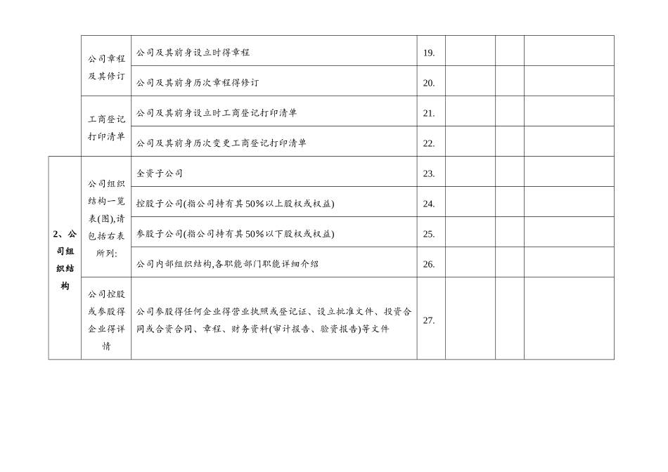 法务尽职调查文件清单_第3页