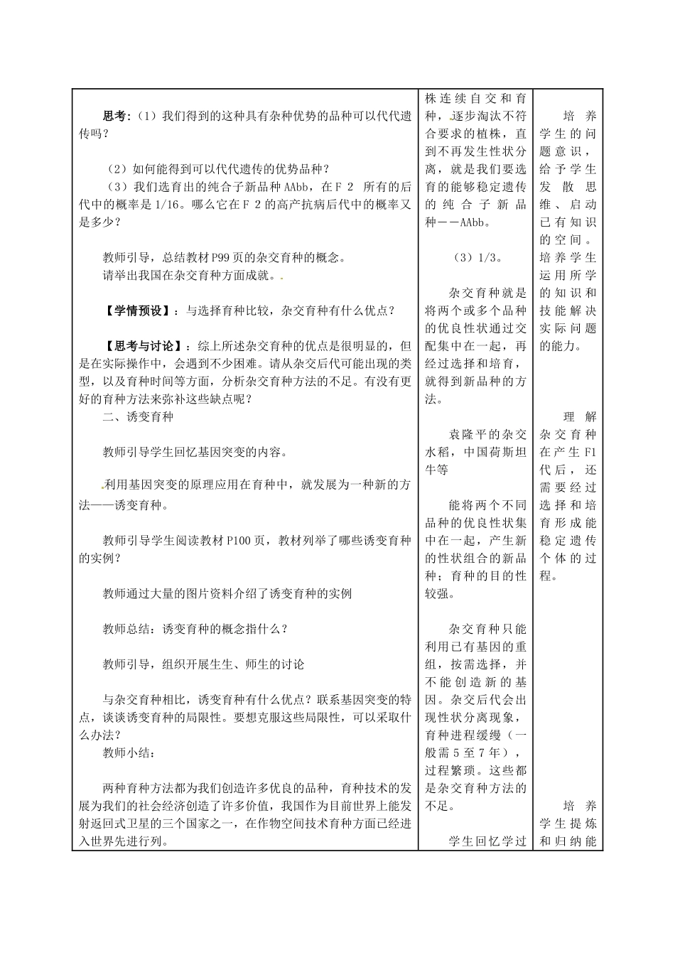 （名师课堂）2013-2014学年高中生物 第6章第1节 杂交育种与诱变育种精品教案 新人教版必修2_第3页