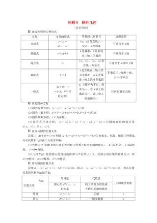 （新课标）高考数学二轮复习 第三部分 教材知识 重点再现 回顾8 解析几何学案 文 新人教A版-新人教A版高三全册数学学案